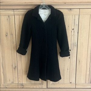 Helena for Neiman Marcus boucle coat. Peter Pan collar & flounce skirt. Tie back